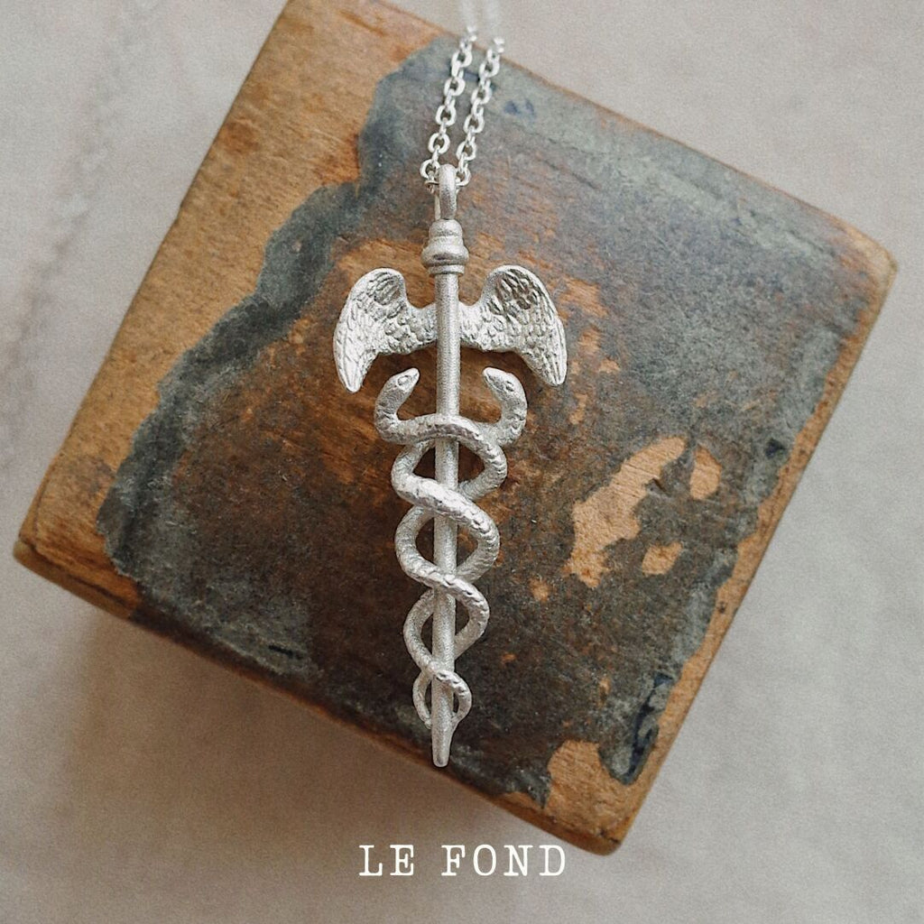 Hermes Scepter Silver Necklace,Lumivault.