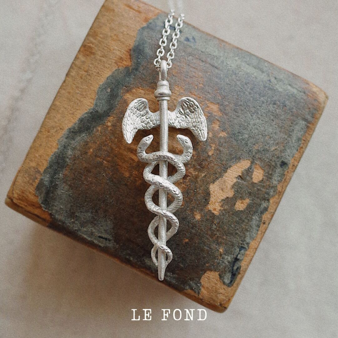 Hermes Scepter Silver Necklace,Lumivault.