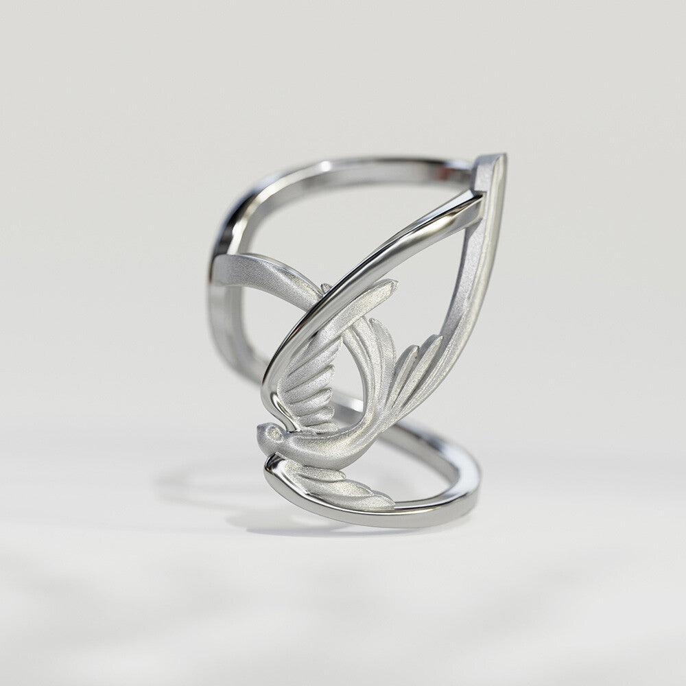 Silver Swallow Single Ear Cuff,Lumivault.