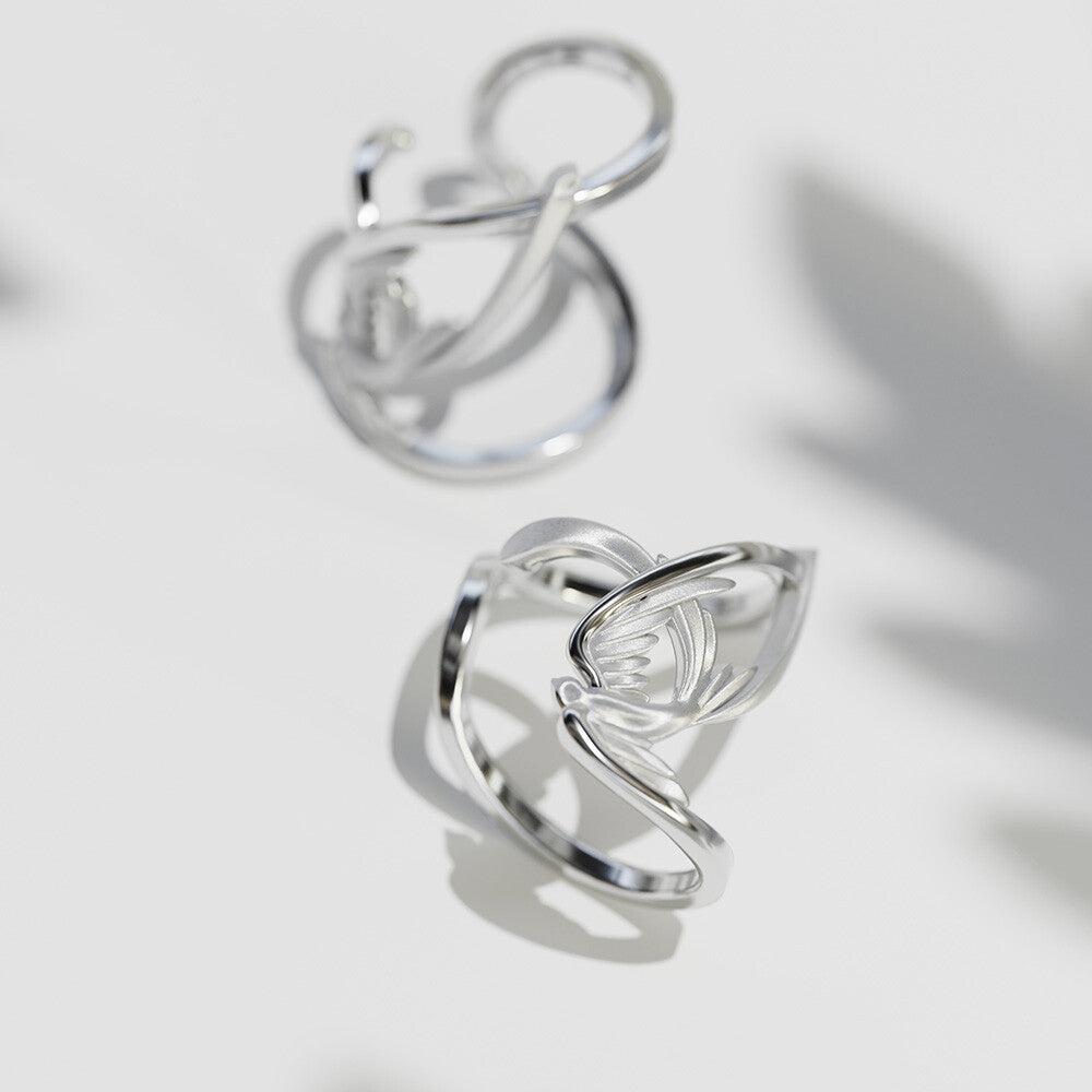 Silver Swallow Single Ear Cuff,Lumivault.