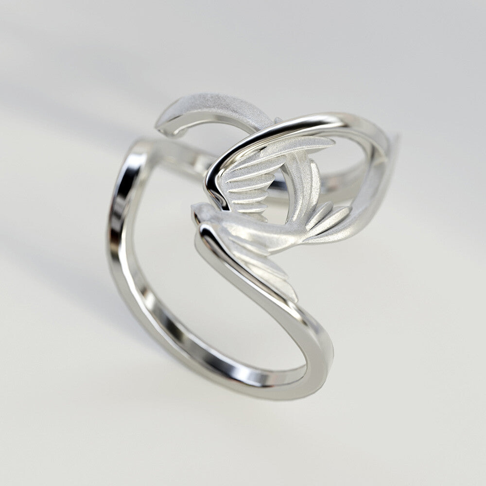 Silver Swallow Single Ear Cuff,Lumivault.