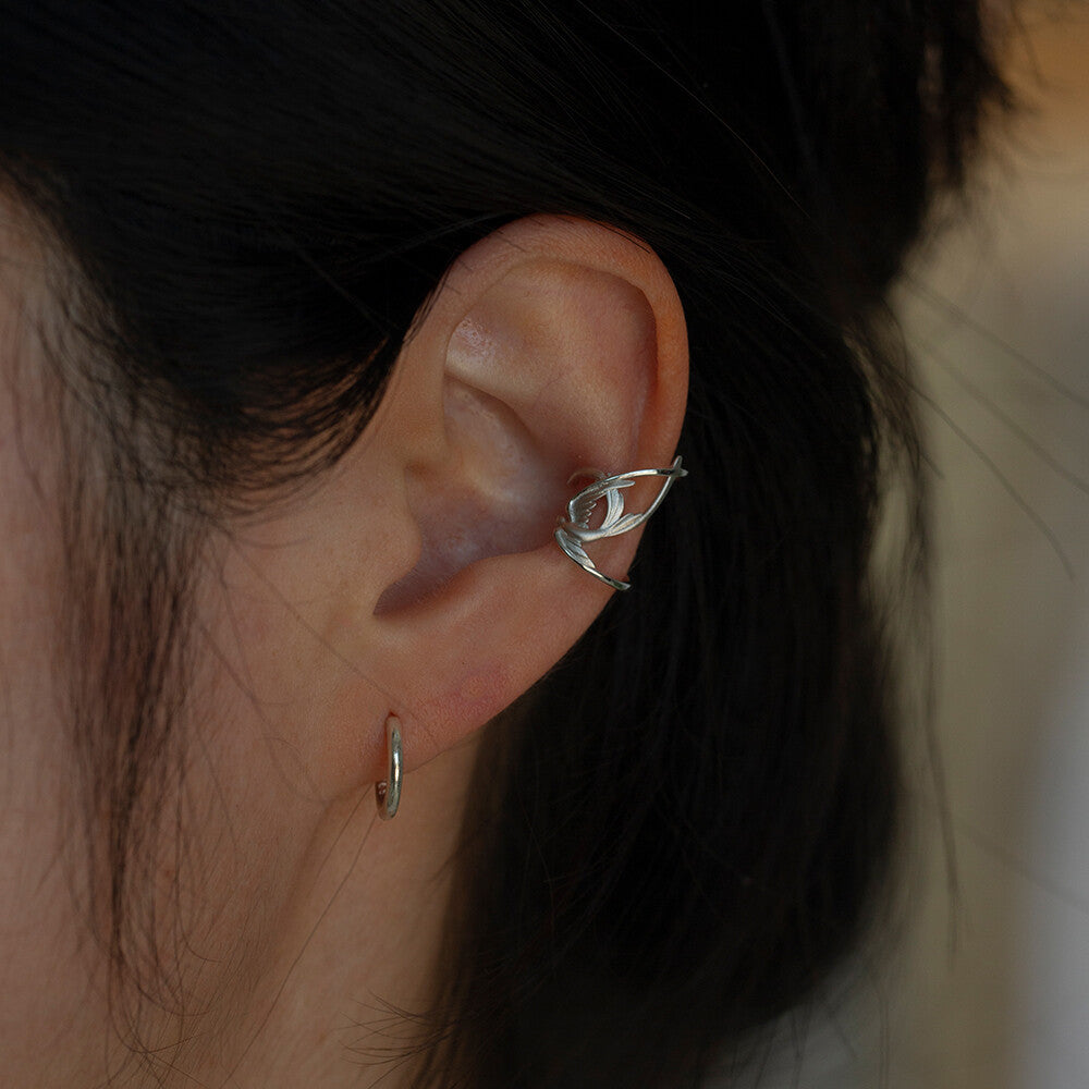 Silver Swallow Single Ear Cuff,Lumivault.