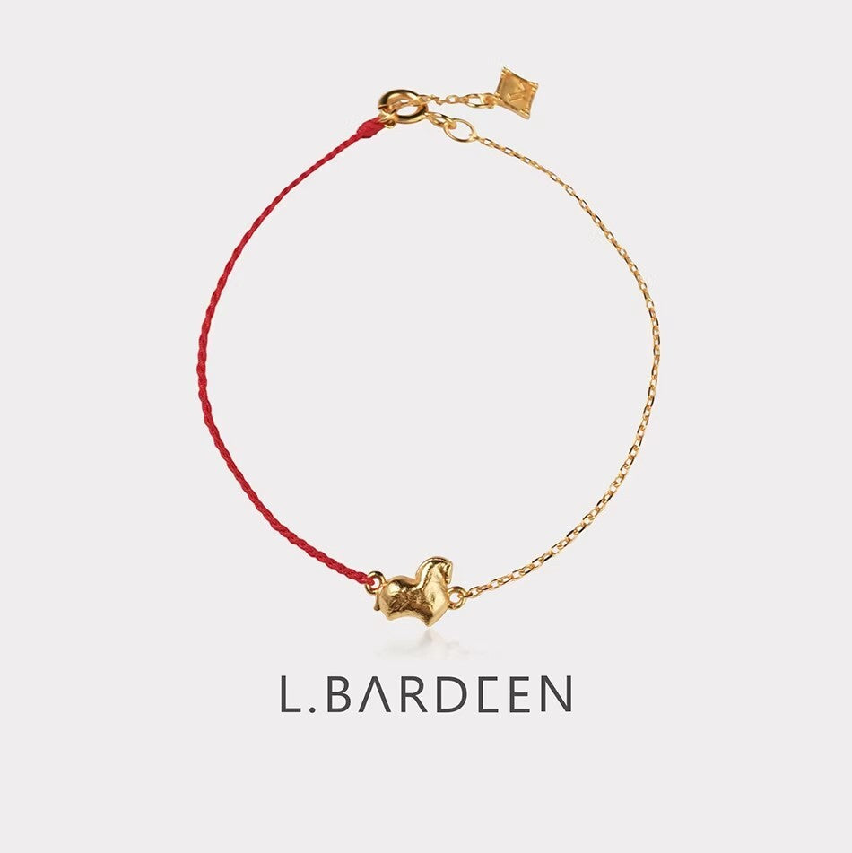 Gold Pony Red Rope Bracelet,Lumivault.
