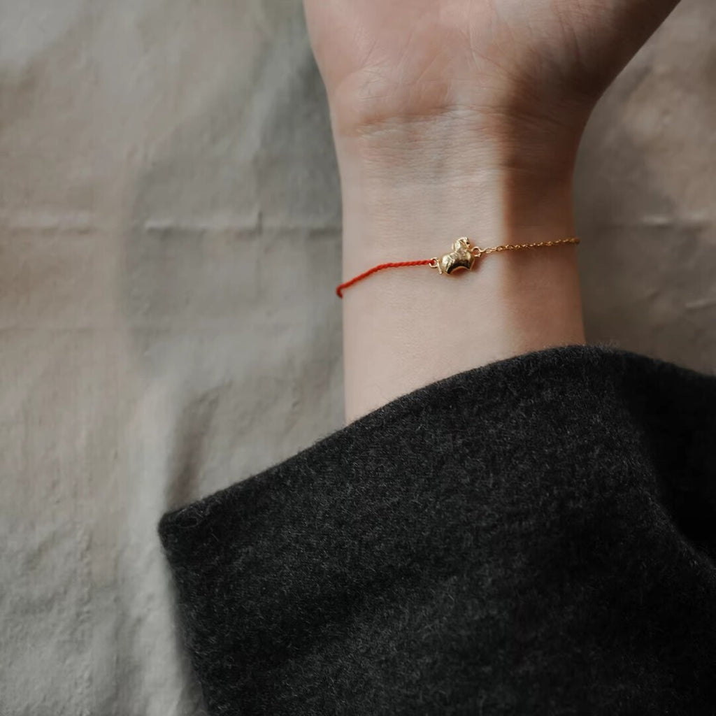 Gold Pony Red Rope Bracelet,Lumivault.