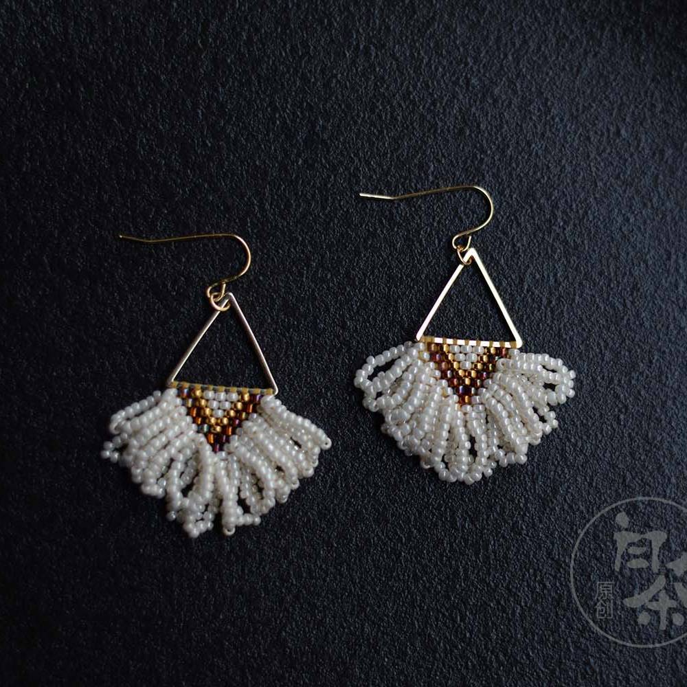 First Snow MIYUKI Seed Beaded Earrings,Lumivault.