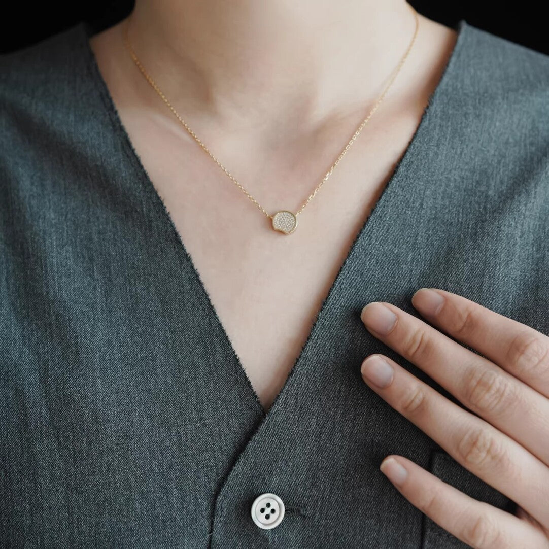 Solar Eclipse Zircon Silver Necklace,Lumivault.