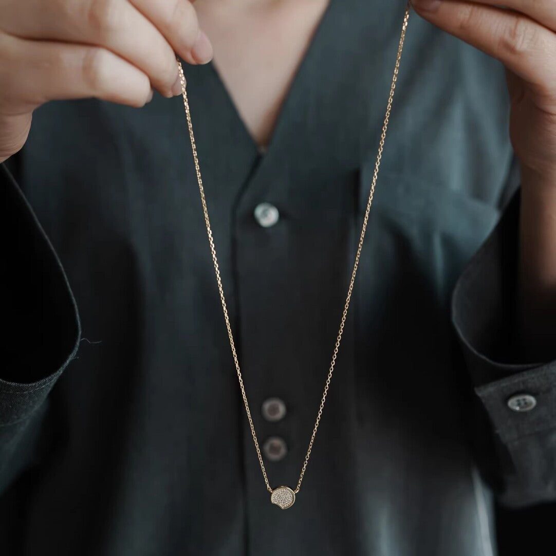 Solar Eclipse Zircon Silver Necklace,Lumivault.