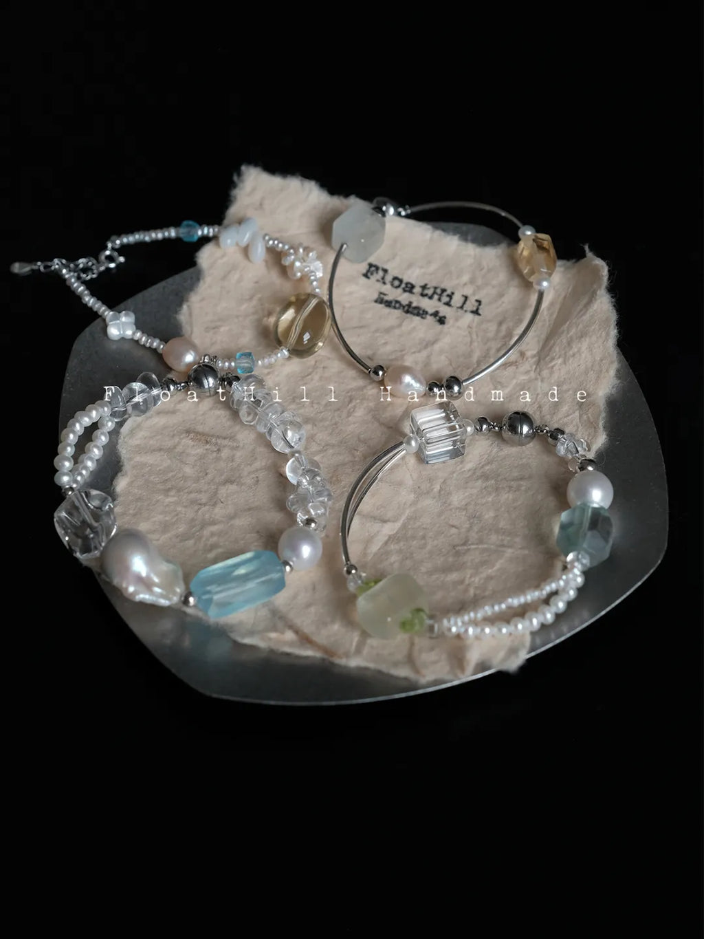 Song of the Arctic" Aquamarine, Baroque Pearl & Crystal Bracelet FH1203JDZG