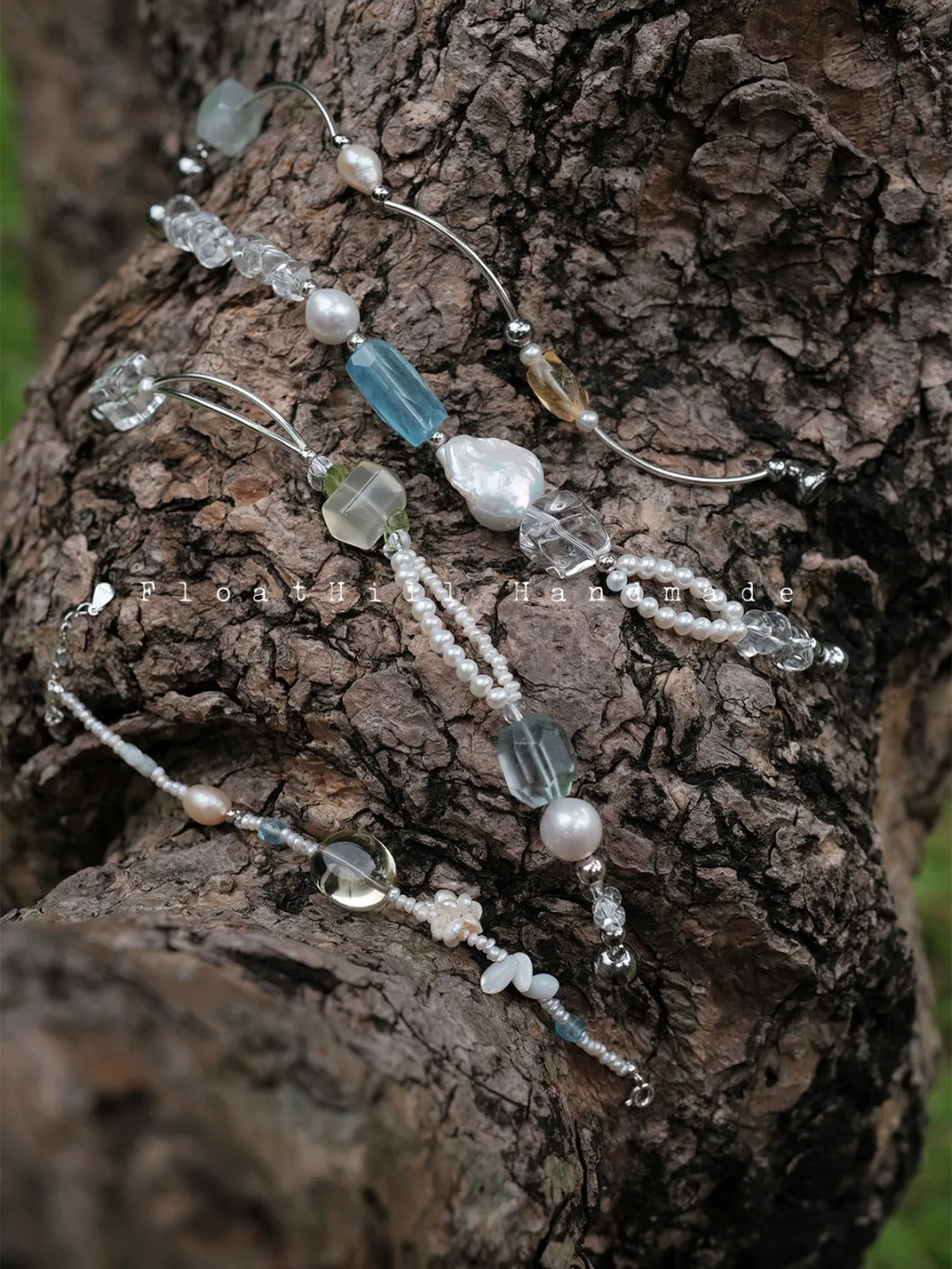Song of the Arctic" Aquamarine, Baroque Pearl & Crystal Bracelet FH1203JDZG