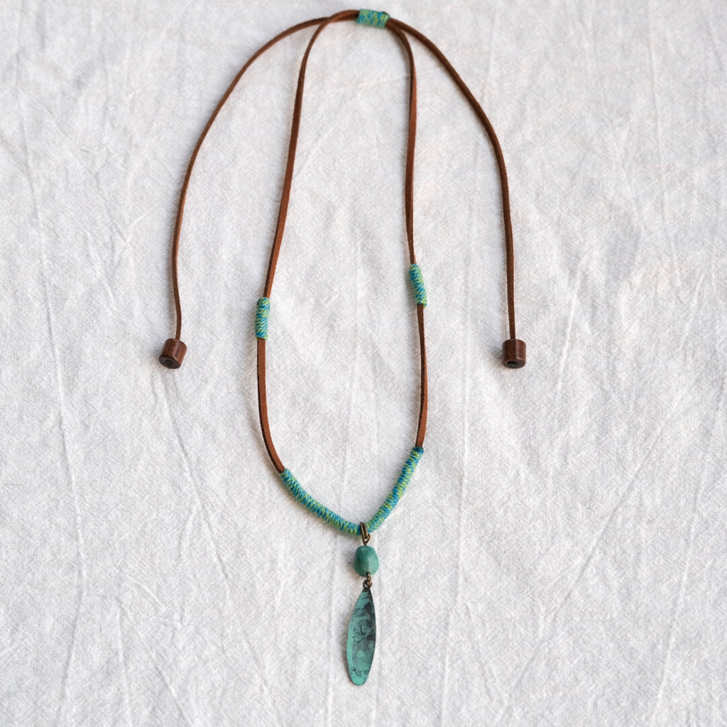 Handmade Patina Leaf Necklace,Lumivault.