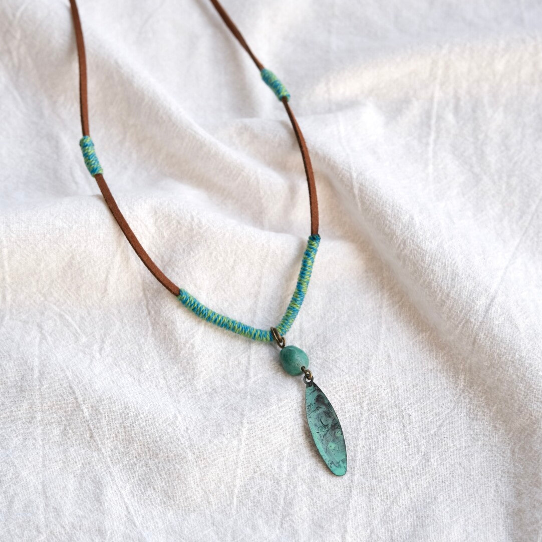 Handmade Patina Leaf Necklace,Lumivault.