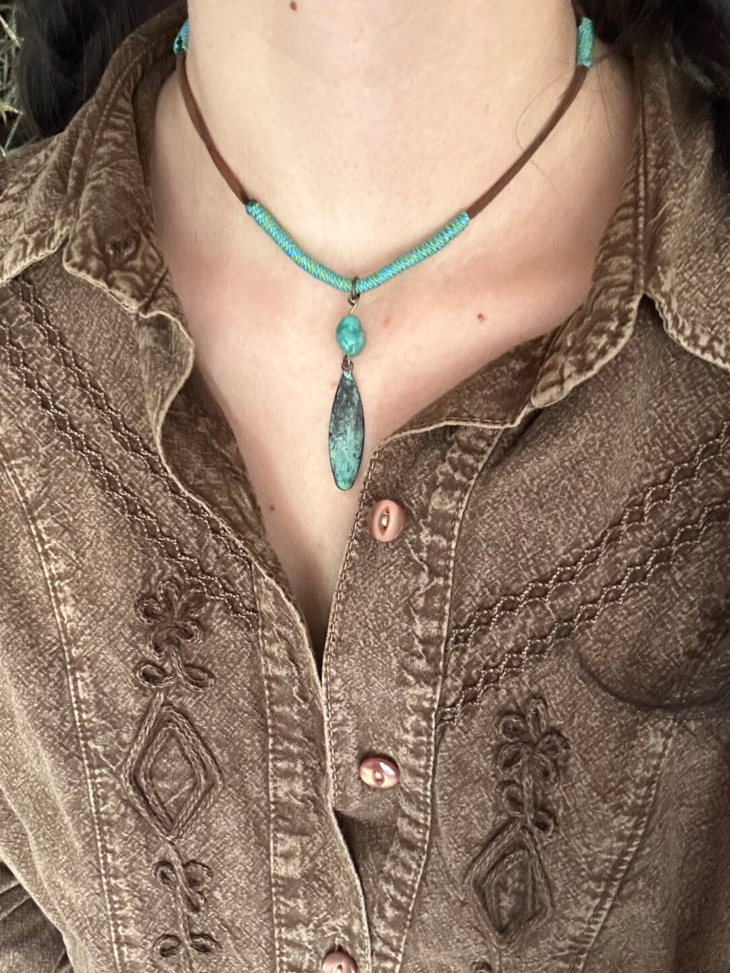 Handmade Patina Leaf Necklace,Lumivault.