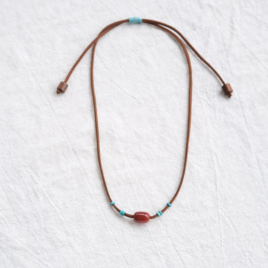 Chinoiserie Red Agate Turquoise Necklace