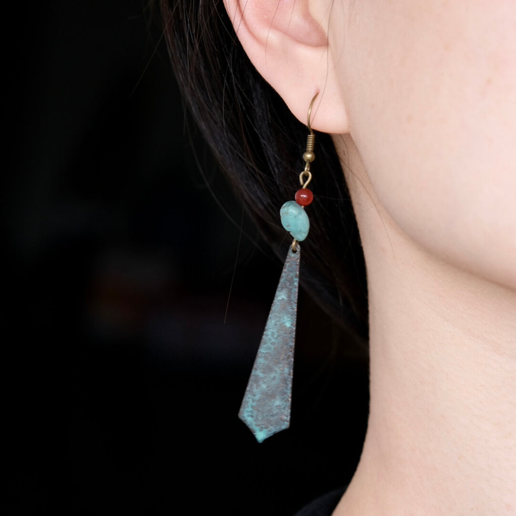 Handmade Mark Patina Earrings,Clips,Lumivault.