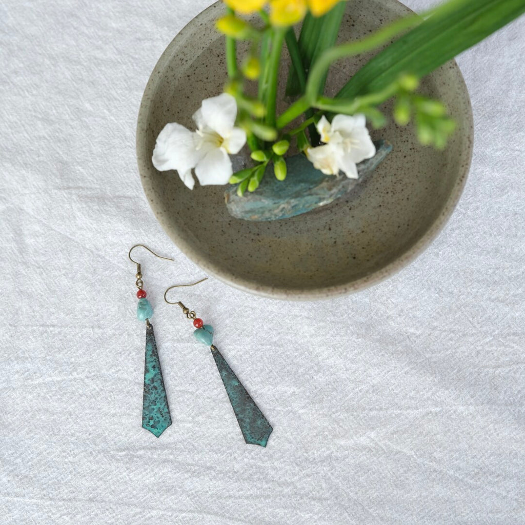 Handmade Mark Patina Earrings,Lumivault.