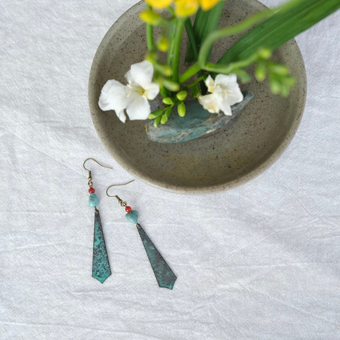 Handmade Mark Patina Earrings,Lumivault.