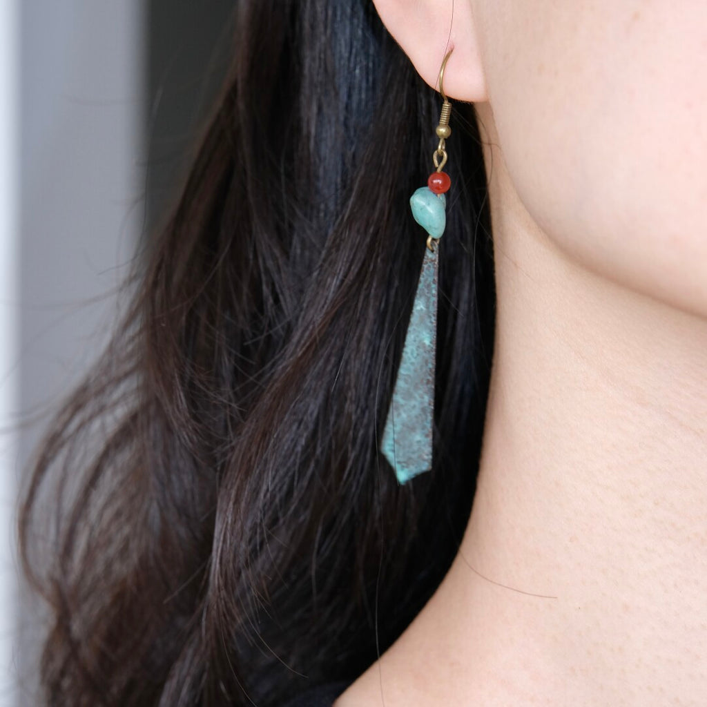 Handmade Mark Patina Earrings,Lumivault.