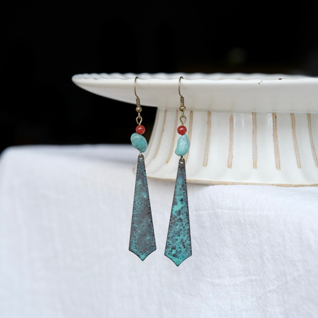 Handmade Mark Patina Earrings,Lumivault.