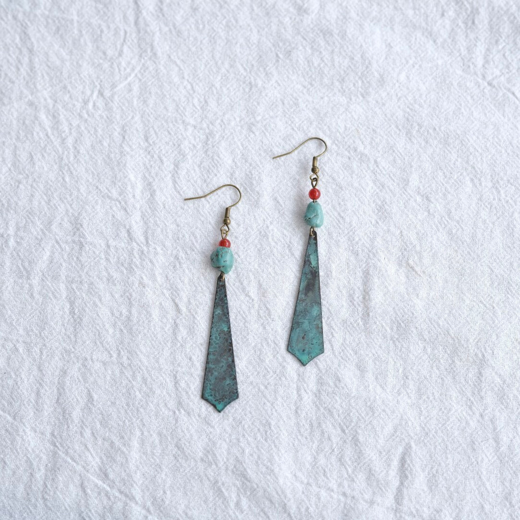 Handmade Mark Patina Earrings,Lumivault.