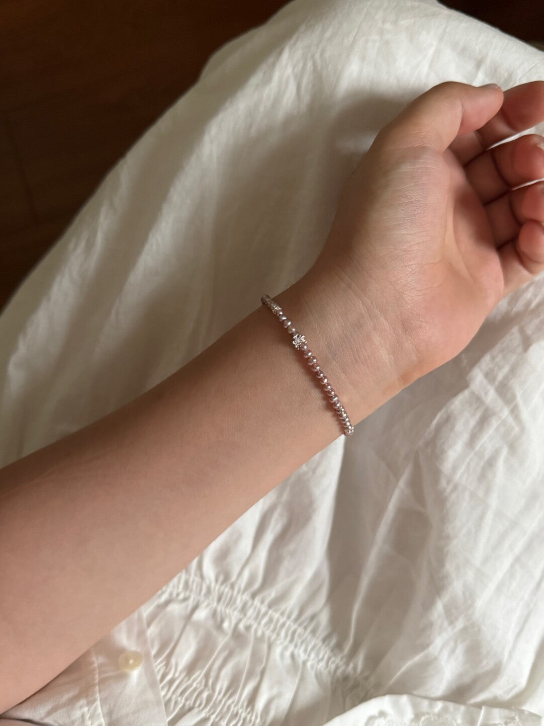 Dainty Purple Pearl Bracelet,Lumivault.