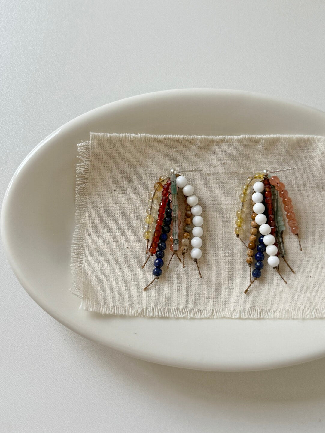 Handcrafted Natural Stone Tassel Drop Earrings,Lumivault.