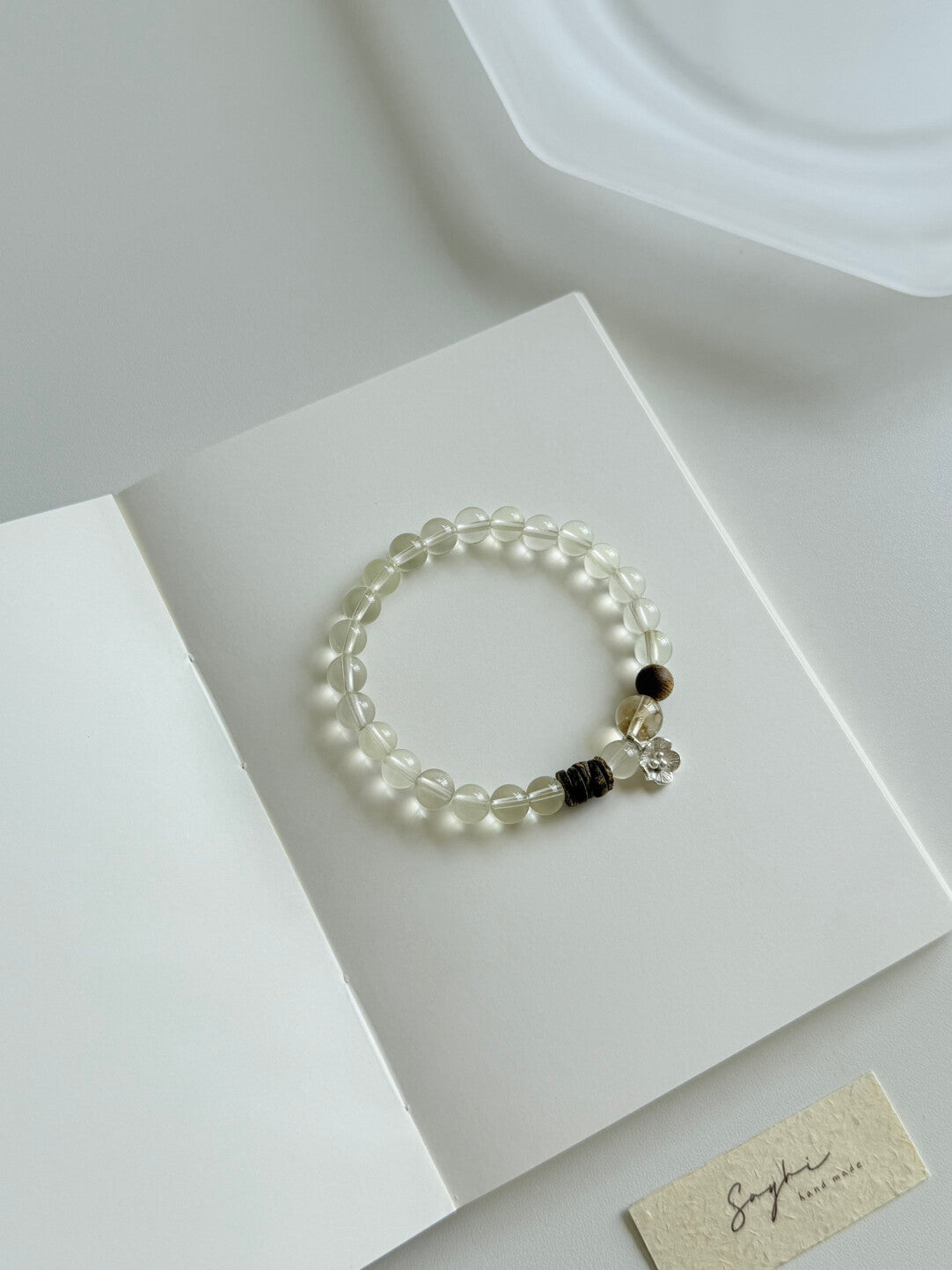 Sunny Citrine Natural Stone Silver Flower Bracelet - Lumivault