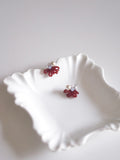Retro Red Beaded Floral Earrings,Studs,Lumivault.