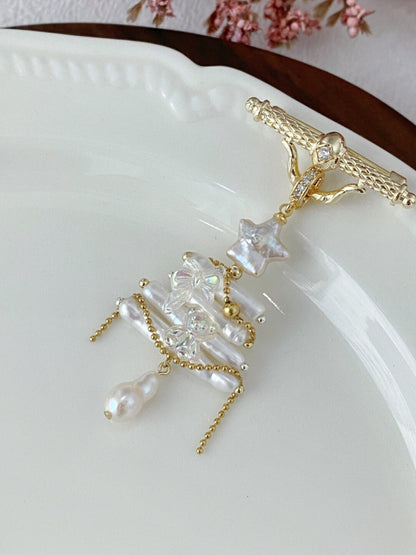 Christmas Tree Baroque Pearl Earrings