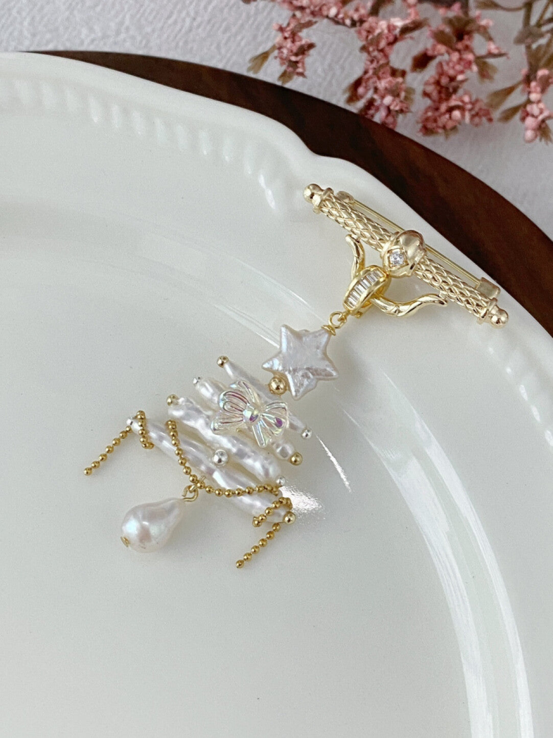 Christmas Tree Baroque Pearl Earrings,No. 26,Lumivault.