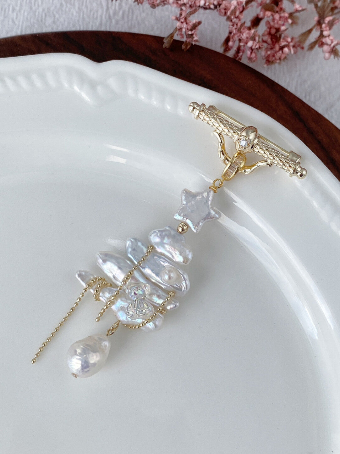 Christmas Tree Baroque Pearl Earrings
