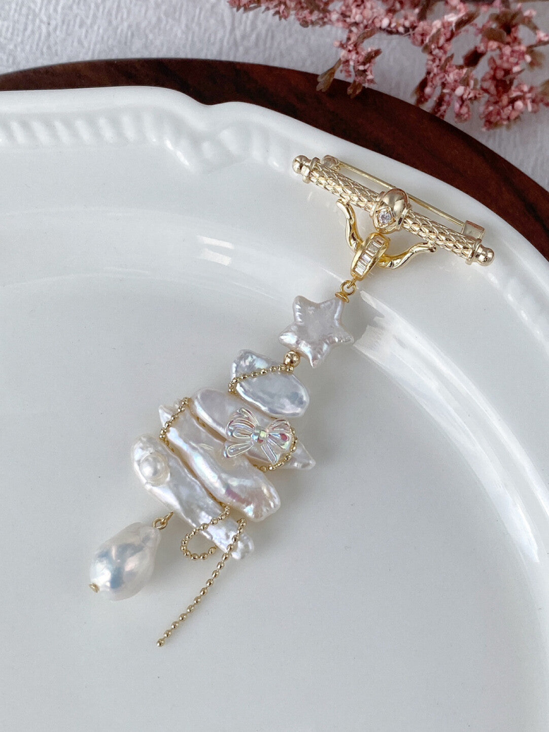 Christmas Tree Baroque Pearl Earrings