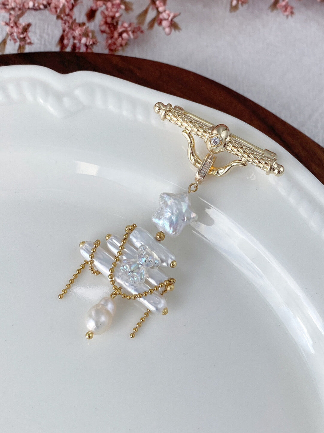 Christmas Tree Baroque Pearl Earrings,No. 29,Lumivault.
