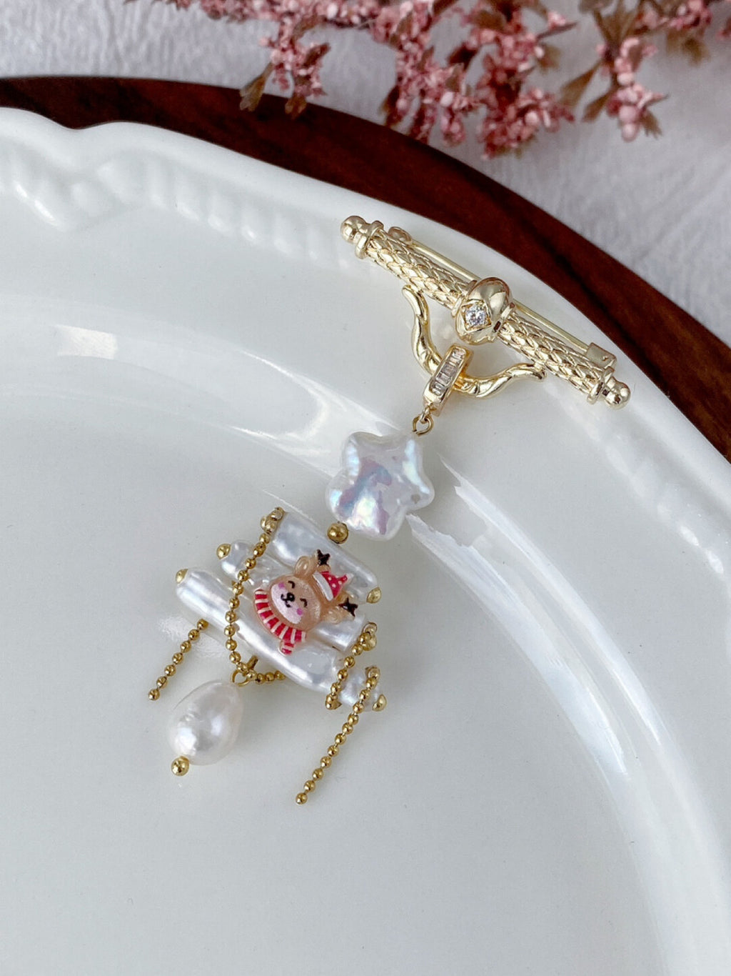 Christmas Tree Baroque Pearl Earrings,No.30,Lumivault.