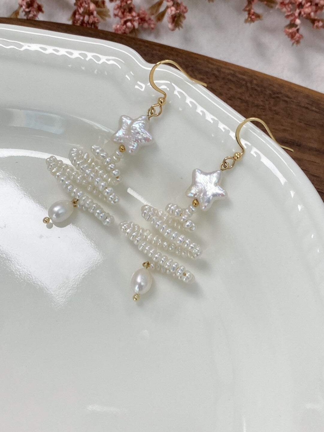 Christmas Tree Baroque Pearl Earrings,No. 35 (a pair of earrings),Lumivault.