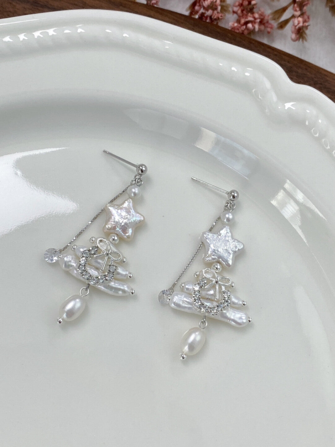 Christmas Tree Baroque Pearl Earrings