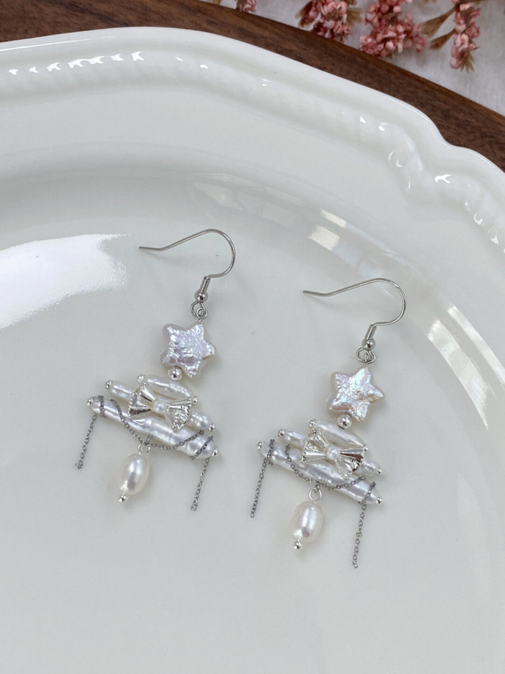 Christmas Tree Baroque Pearl Earrings,No. 37 (a pair of earrings),Lumivault.