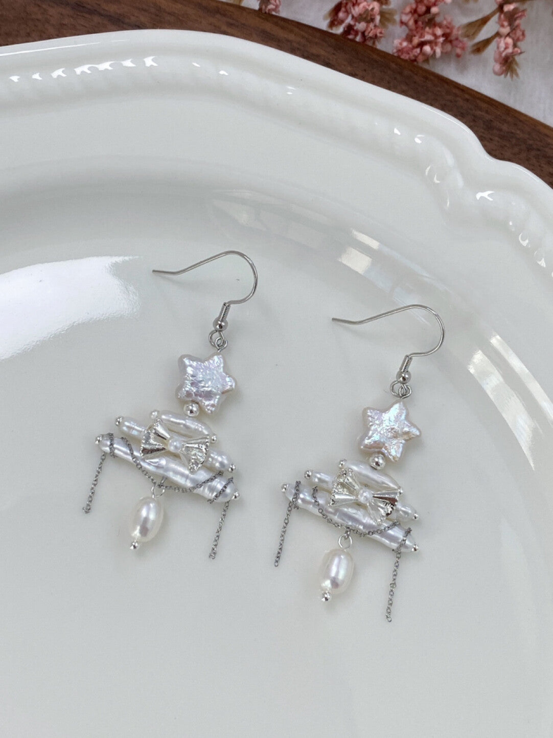 Christmas Tree Baroque Pearl Earrings,No. 37 (a pair of earrings),Lumivault.