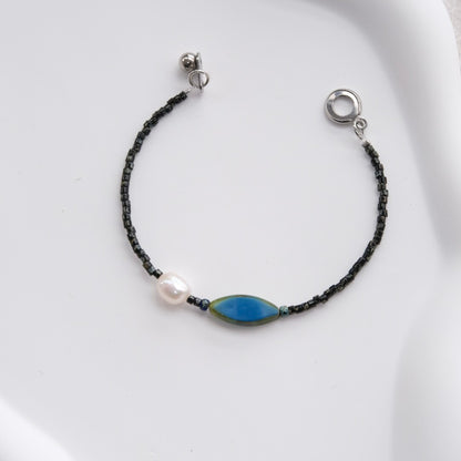 Handmade Deep Blue and Shell Necklace Bracelet