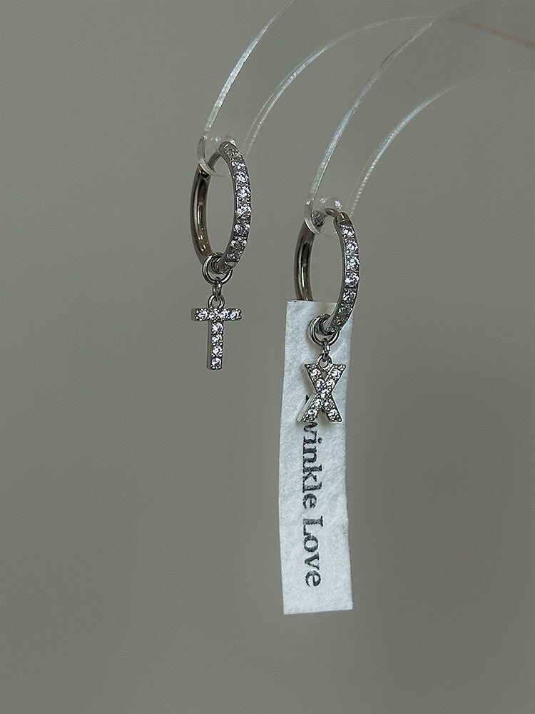 Letter Earrings,Silver two different letters [Note letters],Lumivault.