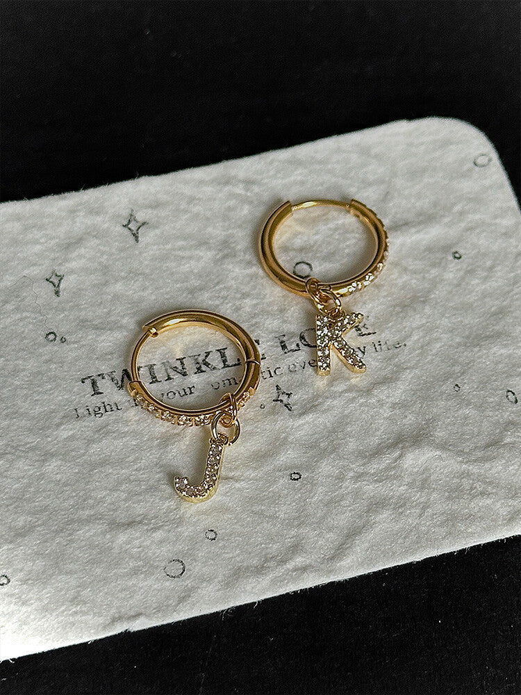 Letter Earrings,Gold two different letters [Note letters],Lumivault.