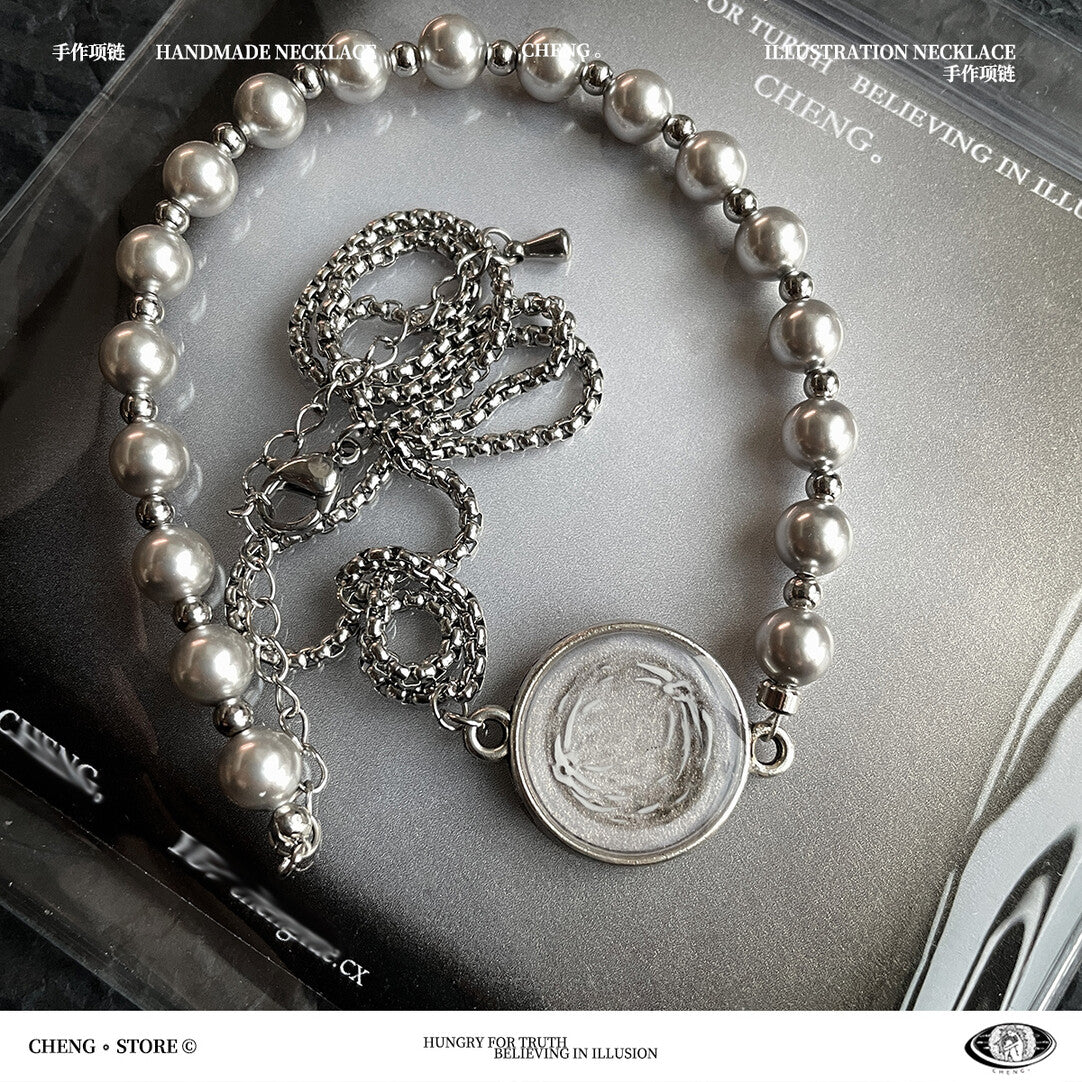 Handmade Ink Painting Elements Choker