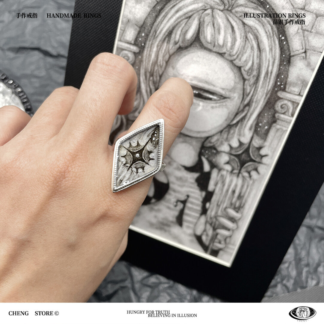 Handmade Ink Painting Elements  Ring,Lumivault.