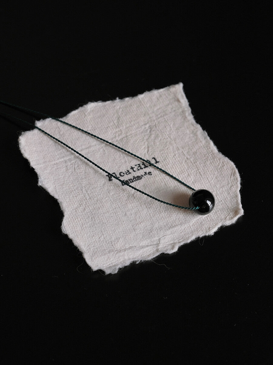 One Bead Hand-Woven Necklace,Black / 34+5cm,Lumivault.