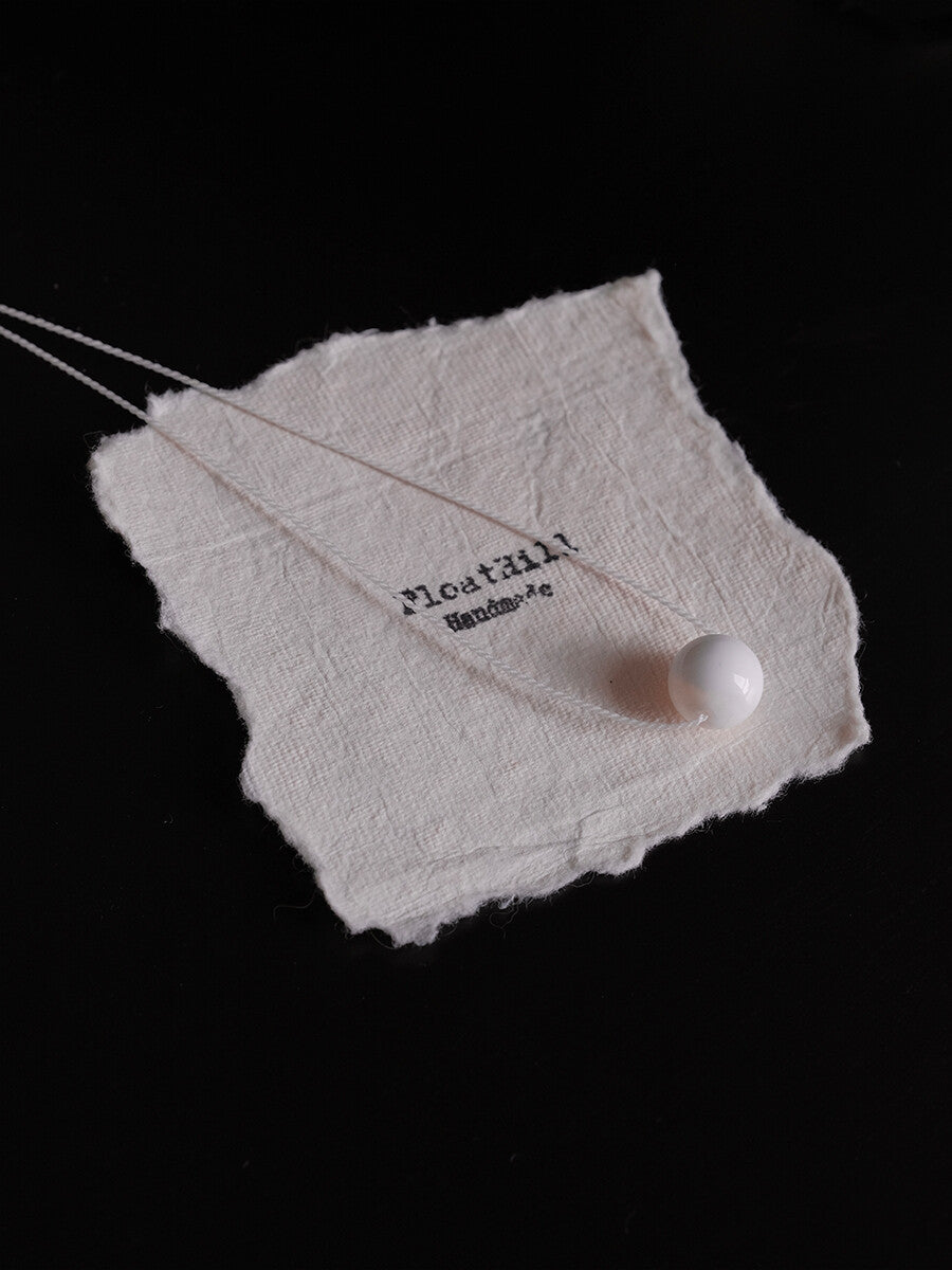 One Bead Hand-Woven Necklace,White / 34+5cm,Lumivault.