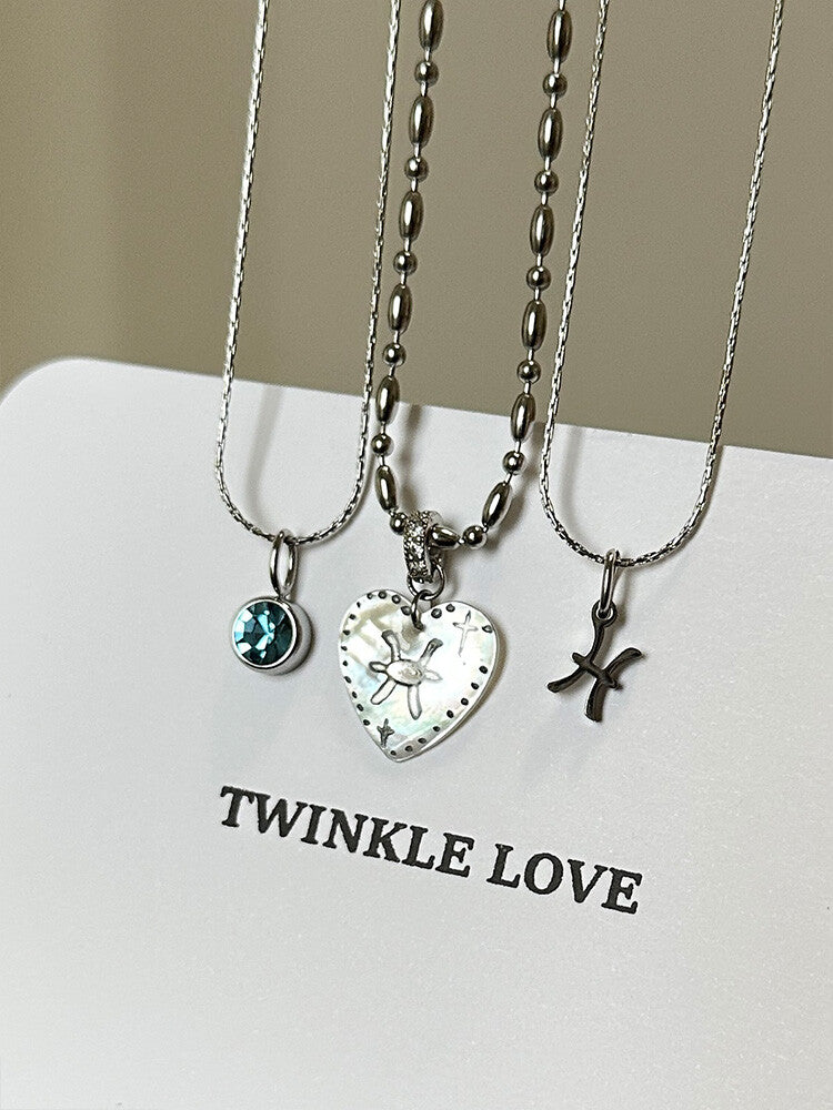 Twelve Constellation Secret Words Necklace,NE02 Pisces - Stone Blue,Lumivault.