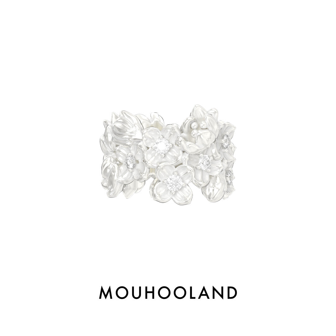 Flower Cluster Ring,#10 (perimeter: 50.5mm),Lumivault.