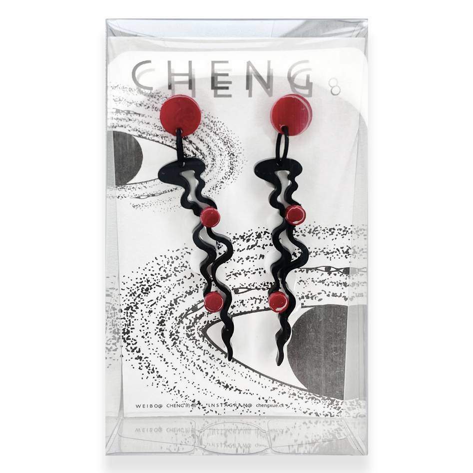 Red Sun Ripples Acrylic Earrings,Clips,Lumivault.