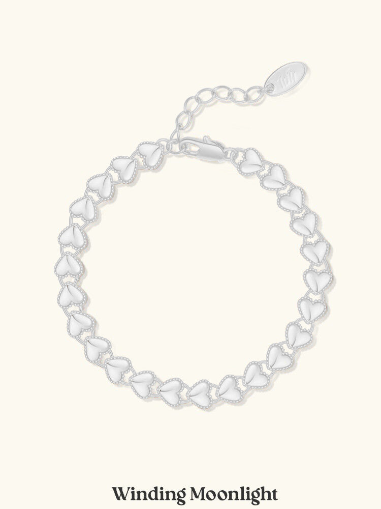Amelie Retro Love Bracelet,Silver,Lumivault.