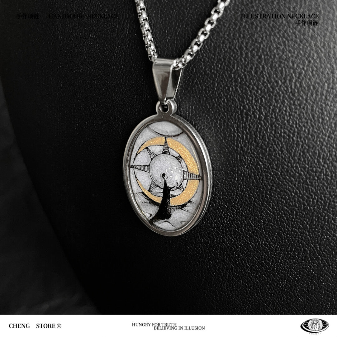 Handmade Painting Elements Necklace