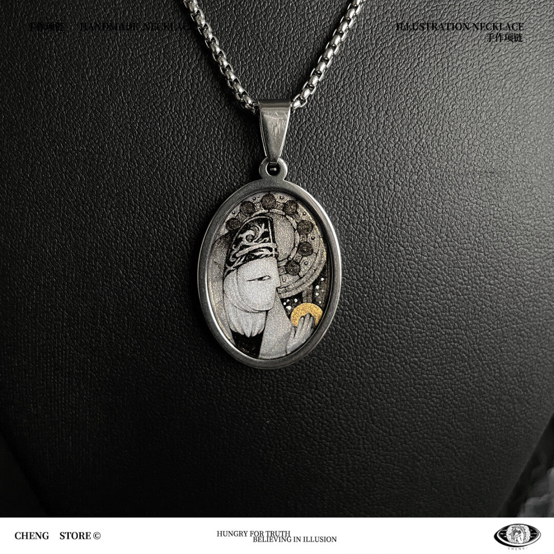 Handmade Painting Elements Necklace